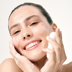 Wet skin, apply soap to create lather. 